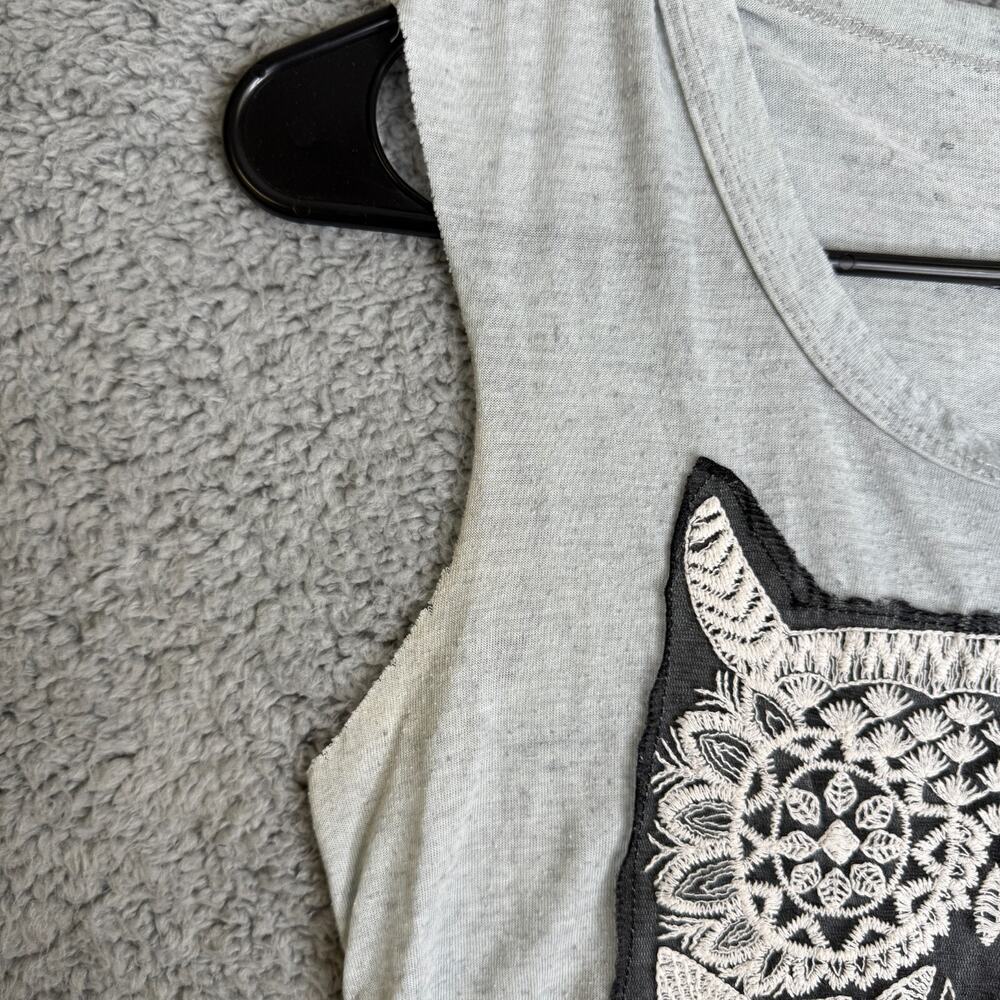 Mary Jane Tank Top Womens Small Gray Owl Print Festival Summer - Picture 5 of 11